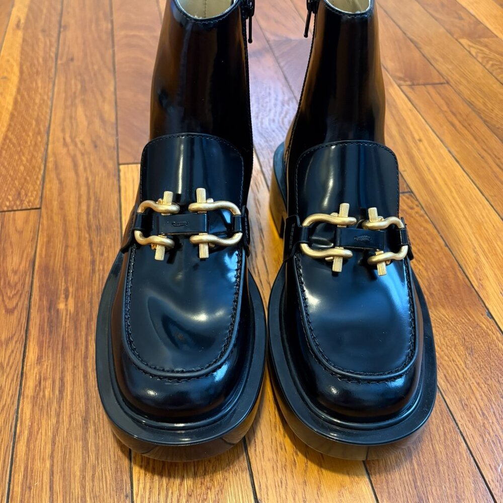 NWOT Bottega Veneta Monsieur Ankle Boots Black with Gold Hardware | Size 37